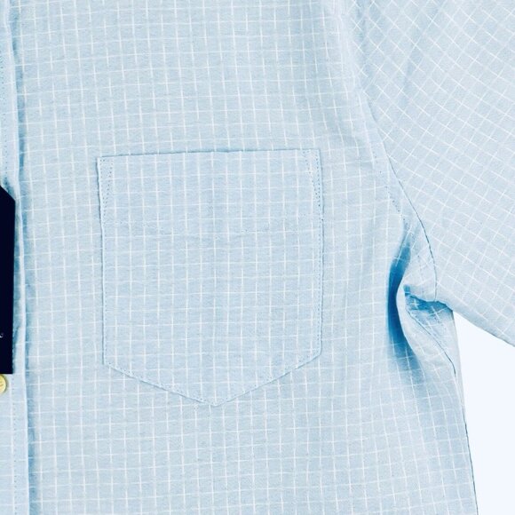 Ben Sherman Men's Plaid Short Sleeve Blue Shirt Size Small Textured Slub NWT - Picture 4 of 12